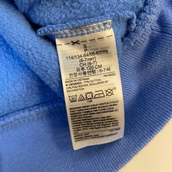 Gap Hooded Sweatshirt with Logo, Blue, Turquoise (Size: 6 Big Girl) - Picture 4 of 7